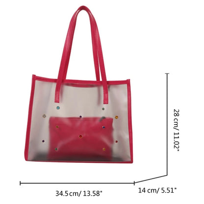 2pcs/set Fashionable Transparent Shoulder Bag for Ladies  Great for Beach Trips Daily Commutes and Shopping