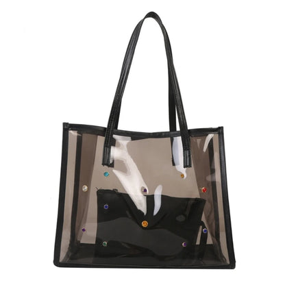 2pcs/set Fashionable Transparent Shoulder Bag for Ladies  Great for Beach Trips Daily Commutes and Shopping