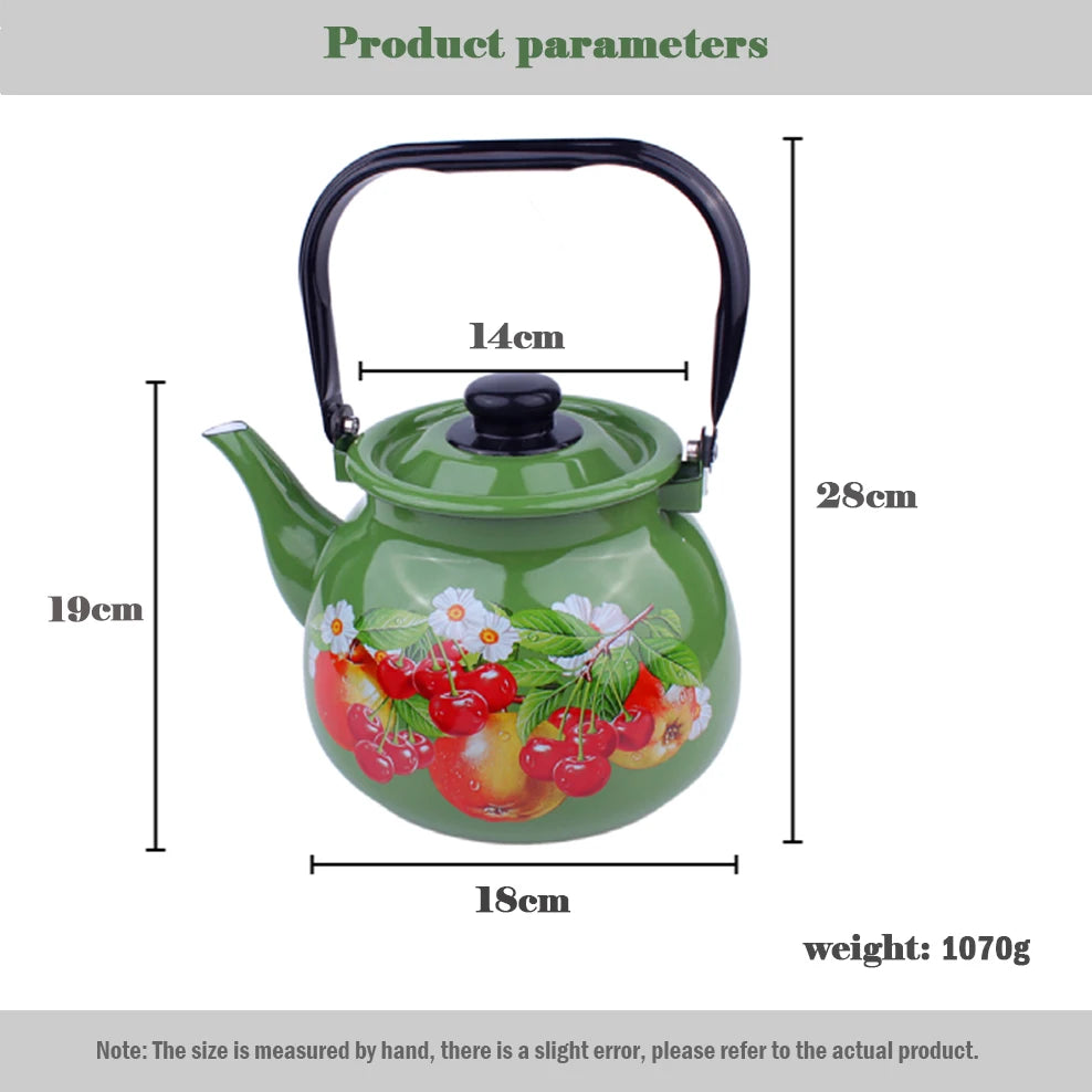 3.5L Enamel Milk Teapot Chinese National Style Boil Water Kettle Thickened Large Capacity Tea Infuser For Home Brewing Tea Pot