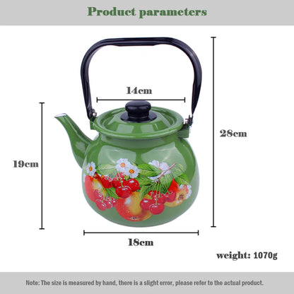 3.5L Enamel Milk Teapot Chinese National Style Boil Water Kettle Thickened Large Capacity Tea Infuser For Home Brewing Tea Pot