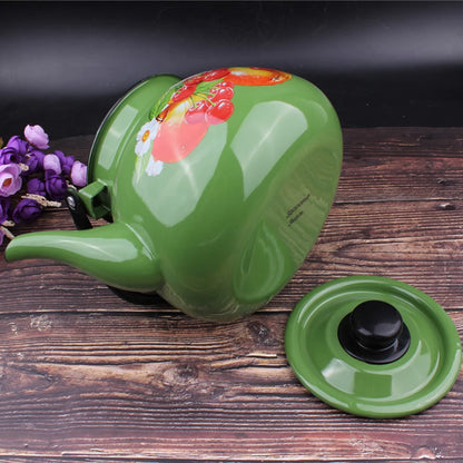 3.5L Enamel Milk Teapot Chinese National Style Boil Water Kettle Thickened Large Capacity Tea Infuser For Home Brewing Tea Pot