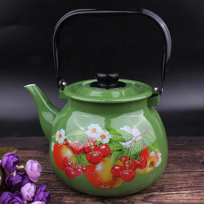 3.5L Enamel Milk Teapot Chinese National Style Boil Water Kettle Thickened Large Capacity Tea Infuser For Home Brewing Tea Pot