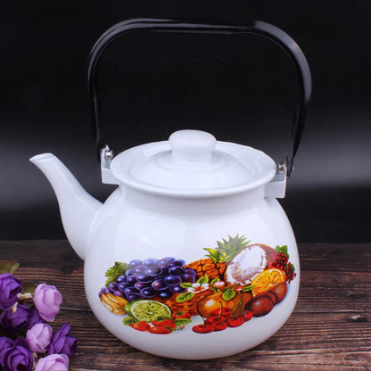 3.5L Enamel Milk Teapot Chinese National Style Boil Water Kettle Thickened Large Capacity Tea Infuser For Home Brewing Tea Pot