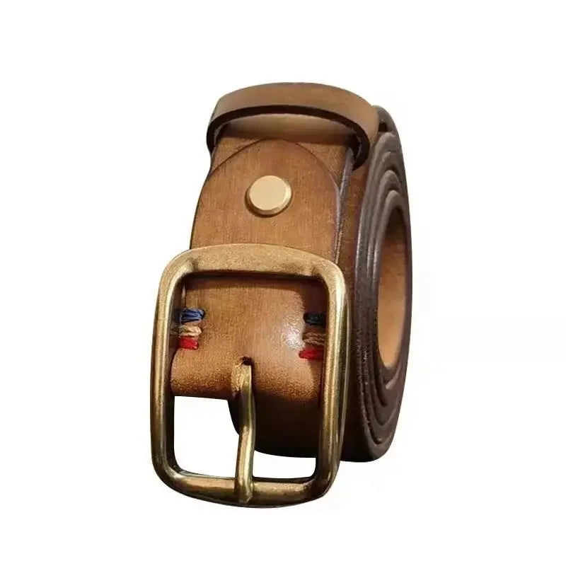 3.8CM Wide A Grade Thickened First Layer Cowhide Men's Leather Pin Buckle Wild American Retro Belt for Men