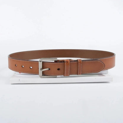 3.8cm Men's Full-grain Leather Vintage Designer Classic Needle Buckle Top Layer Cowhide Belt for Men