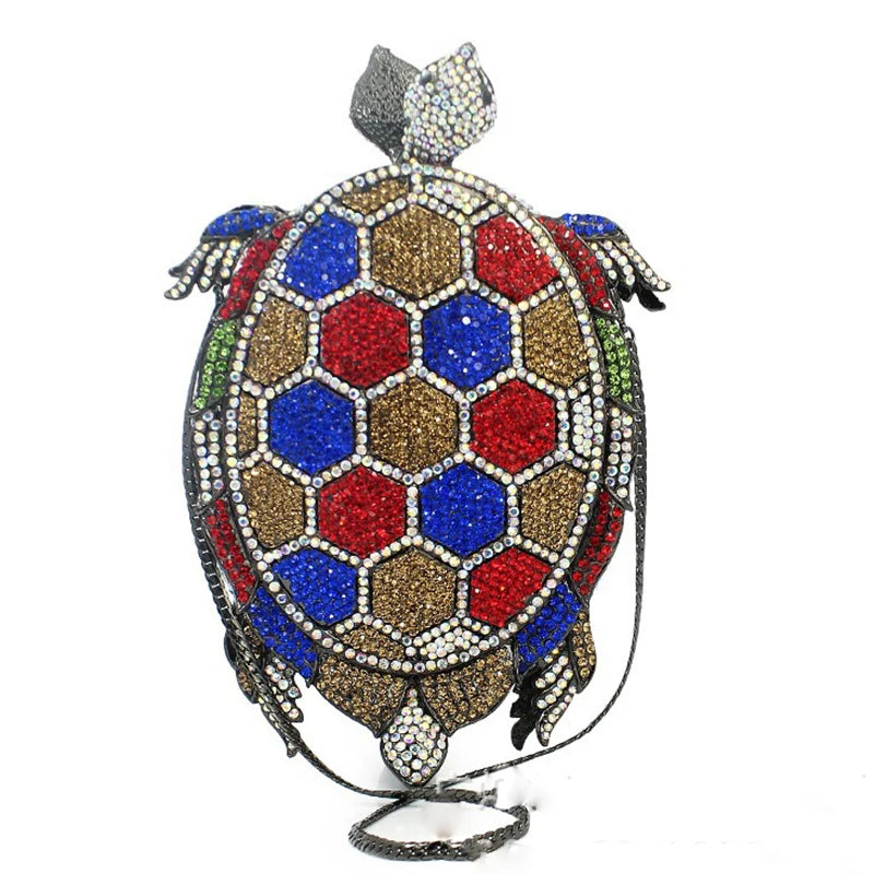 3 Colors Clutch XIYUAN Diamonds Women Evening Bags Clutches Bag Tortoise Shape Party Bags 100% Handmade Ladies Clutches