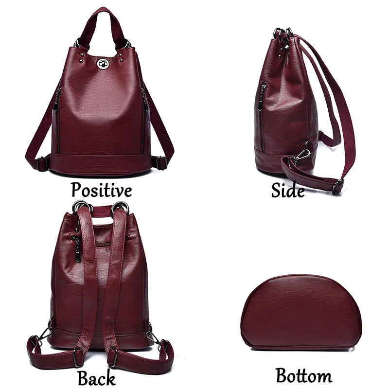 3 IN 1 Women Backpack High Quality Leather Backpacks School Bags for Teenage Girls Brand Luxury Shoulder Bag Bagpack Mochila Sac