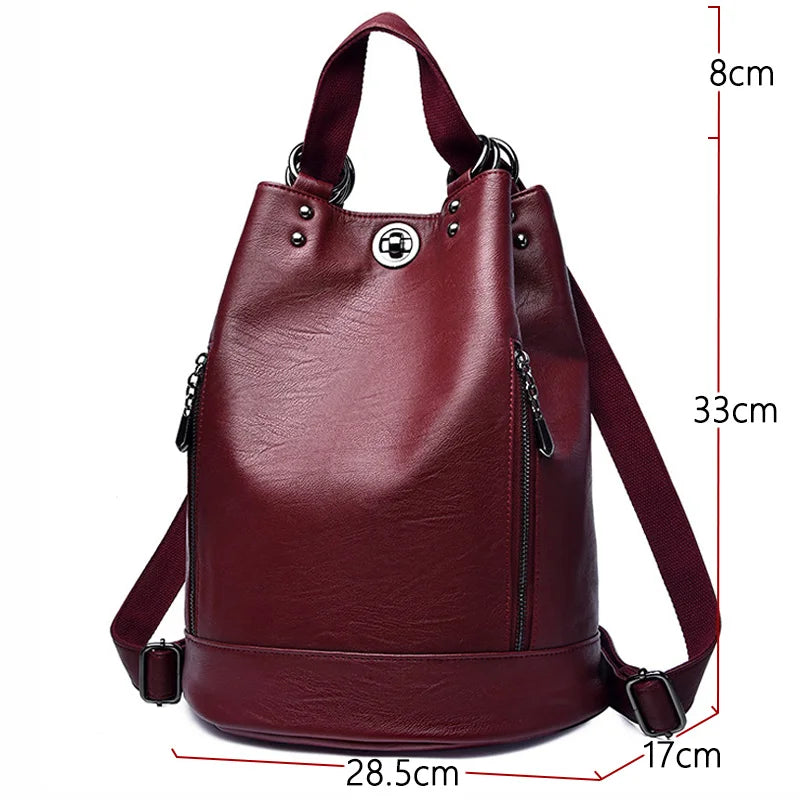 3 IN 1 Women Backpack High Quality Leather Backpacks School Bags for Teenage Girls Brand Luxury Shoulder Bag Bagpack Mochila Sac