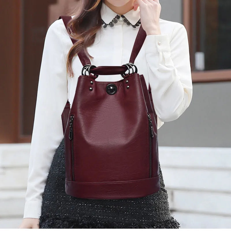 3 IN 1 Women Backpack High Quality Leather Backpacks School Bags for Teenage Girls Brand Luxury Shoulder Bag Bagpack Mochila Sac