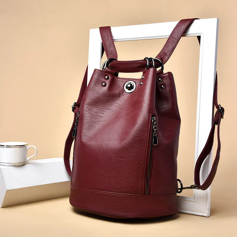 3 IN 1 Women Backpack High Quality Leather Backpacks School Bags for Teenage Girls Brand Luxury Shoulder Bag Bagpack Mochila Sac