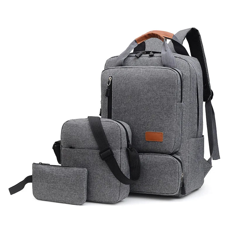 3 In 1 Piece Set Backpack USB Large Capacity Minimalist Business Computer Bag Travel Bag Backpack