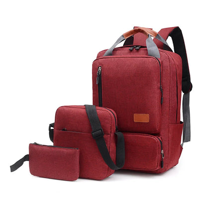 3 In 1 Piece Set Backpack USB Large Capacity Minimalist Business Computer Bag Travel Bag Backpack