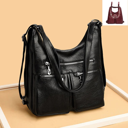 3 In 1 Women Back Pack Bagpack Vintage Women Bag Soft Pu Leather Ladies Casual Tote Designer Shoulder Bags Women's Handbags Sac