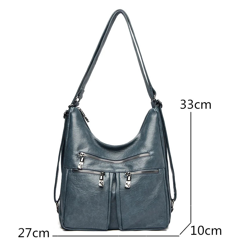 3 In 1 Women Back Pack Bagpack Vintage Women Bag Soft Pu Leather Ladies Casual Tote Designer Shoulder Bags Women's Handbags Sac