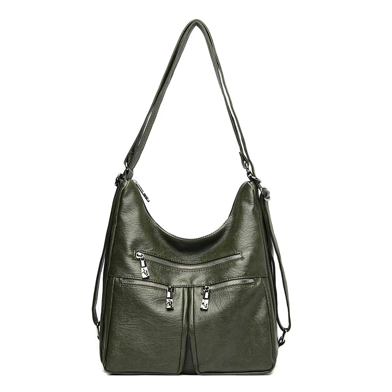 3 In 1 Women Back Pack Bagpack Vintage Women Bag Soft Pu Leather Ladies Casual Tote Designer Shoulder Bags Women's Handbags Sac