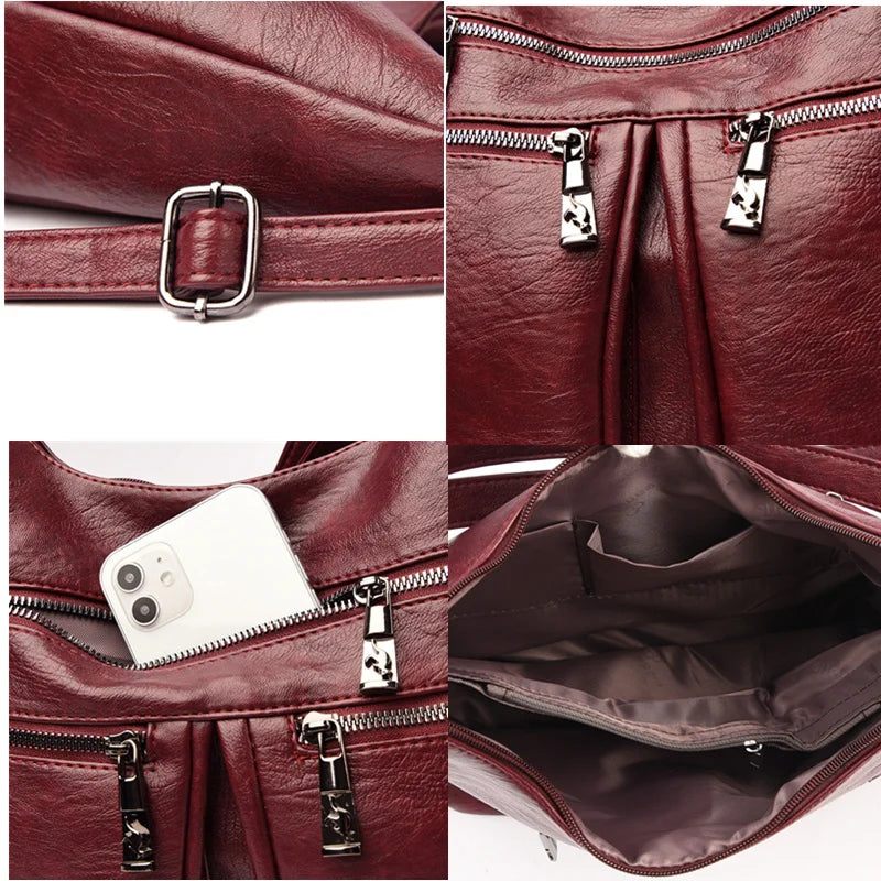 3 In 1 Women Back Pack Bagpack Vintage Women Bag Soft Pu Leather Ladies Casual Tote Designer Shoulder Bags Women's Handbags Sac