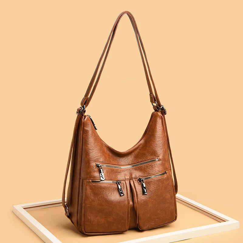 3 In 1 Women Back Pack Bagpack Vintage Women Bag Soft Pu Leather Ladies Casual Tote Designer Shoulder Bags Women's Handbags Sac