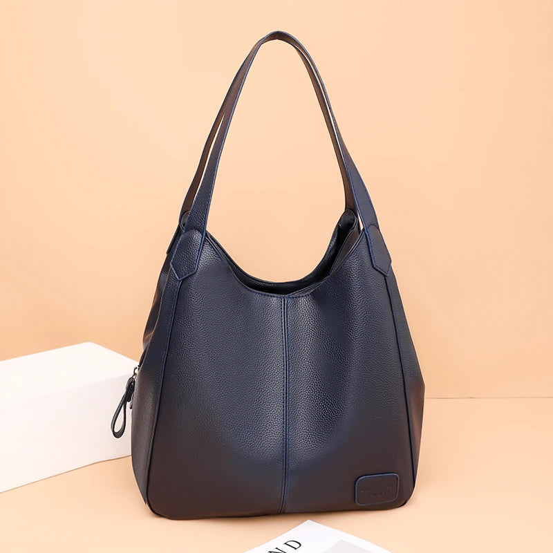 3 Layer Large Capacity Soft Leather Shoulder Crossbody Bag For Women 2022 Vintage Laidies Handbags Designer Female Messenger Sac