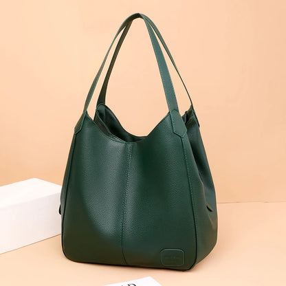 3 Layer Large Capacity Soft Leather Shoulder Crossbody Bag For Women 2022 Vintage Laidies Handbags Designer Female Messenger Sac