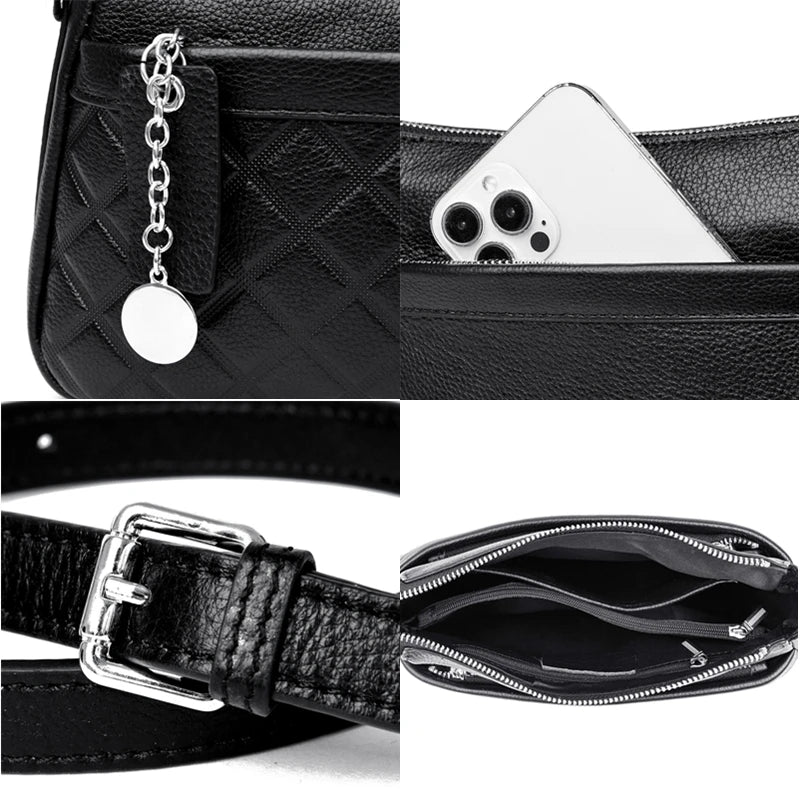 3 Layers Genuine Leather Women Tote Bag High Quality Cowhide Ladies Handbags Leisure Shoulder Bag Small Crossbody Bags For Women