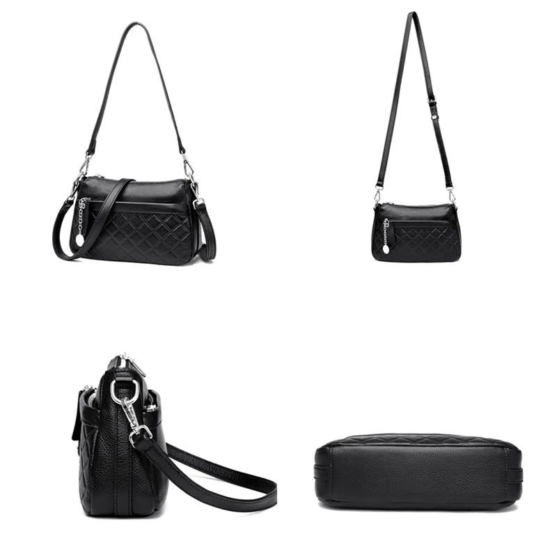 3 Layers Genuine Leather Women Tote Bag High Quality Cowhide Ladies Handbags Leisure Shoulder Bag Small Crossbody Bags For Women