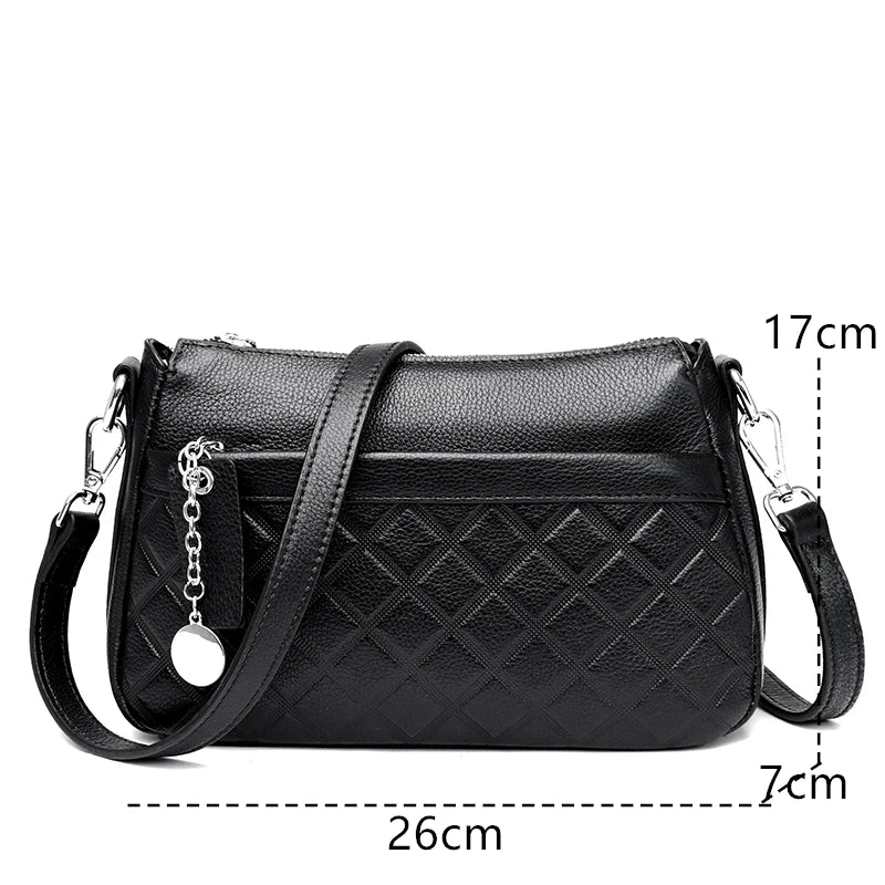 3 Layers Genuine Leather Women Tote Bag High Quality Cowhide Ladies Handbags Leisure Shoulder Bag Small Crossbody Bags For Women