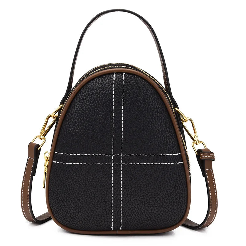3 Layers Large Capacity Genuine Leather Handbag Mobile Phone Bag and purse Solid Color Cow Leather Women Shoulder Crossbody Bags