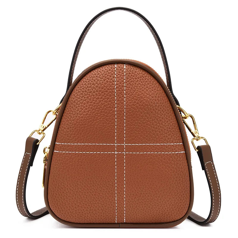 3 Layers Large Capacity Genuine Leather Handbag Mobile Phone Bag and purse Solid Color Cow Leather Women Shoulder Crossbody Bags