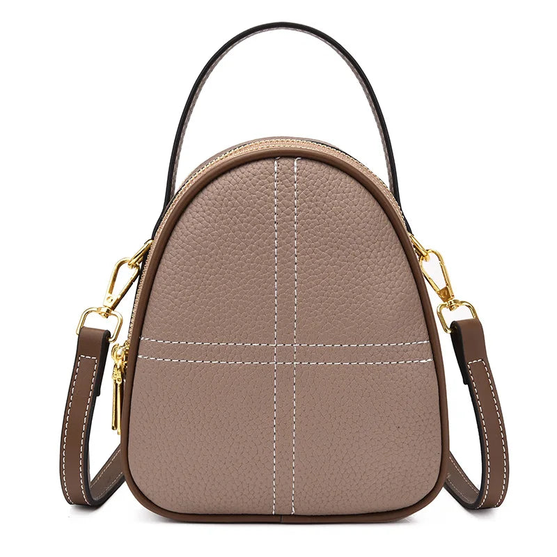 3 Layers Large Capacity Genuine Leather Handbag Mobile Phone Bag and purse Solid Color Cow Leather Women Shoulder Crossbody Bags