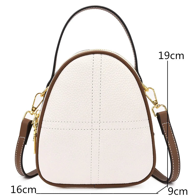 3 Layers Large Capacity Genuine Leather Handbag Mobile Phone Bag and purse Solid Color Cow Leather Women Shoulder Crossbody Bags