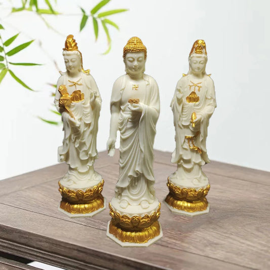 3 PCS Resin Guanyin Statue Chinese Figure Buddha Statue  High quality Home Room Office Feng Shui Statue Free Delivery