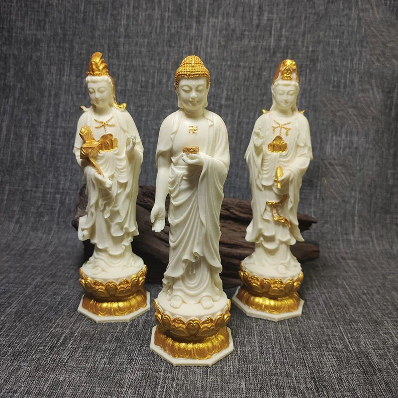 3 PCS Resin Guanyin Statue Chinese Figure Buddha Statue  High quality Home Room Office Feng Shui Statue Free Delivery