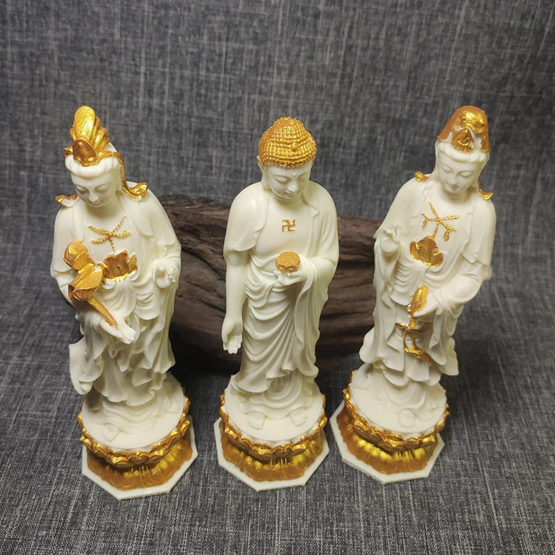 3 PCS Resin Guanyin Statue Chinese Figure Buddha Statue  High quality Home Room Office Feng Shui Statue Free Delivery