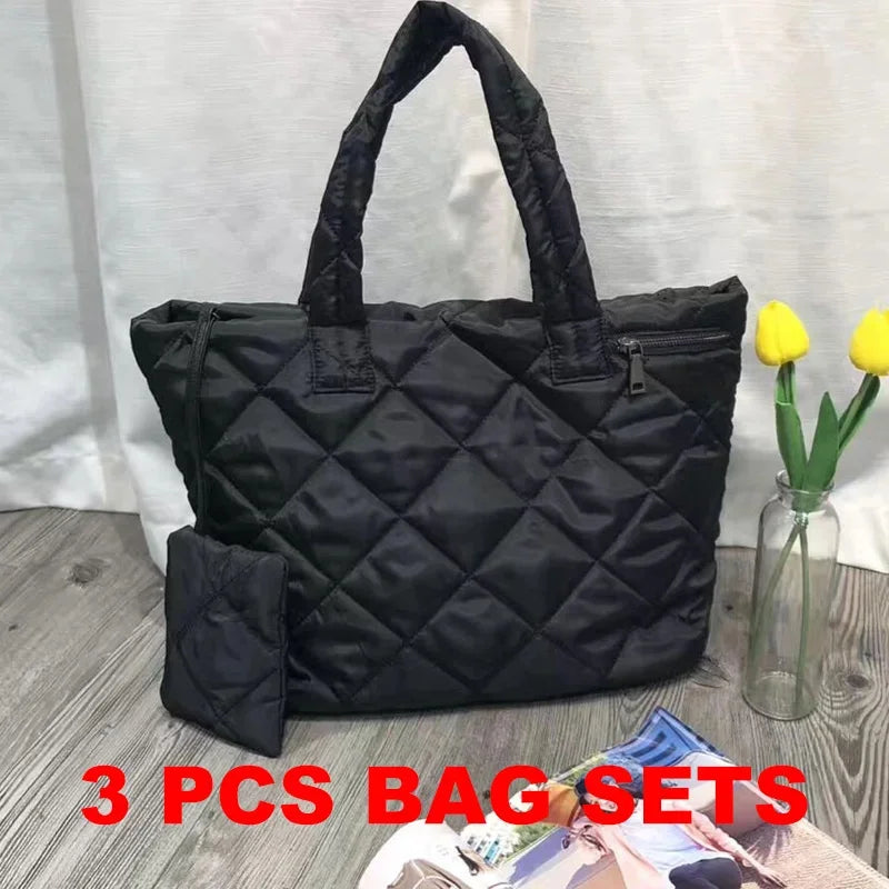 3 PCS Waterproof Women Handbag High Quality Soft Winter Female Shoulder Bag Designer Ladies Oxford Tote Purse Bolsa Feminina