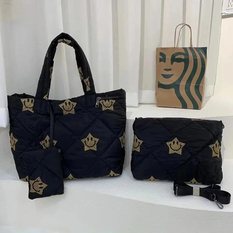 3 PCS Waterproof Women Handbag High Quality Soft Winter Female Shoulder Bag Designer Ladies Oxford Tote Purse Bolsa Feminina