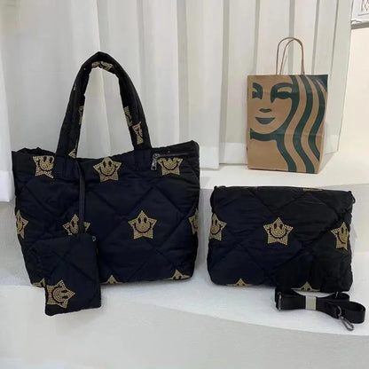 3 PCS Waterproof Women Handbag High Quality Soft Winter Female Shoulder Bag Designer Ladies Oxford Tote Purse Bolsa Feminina