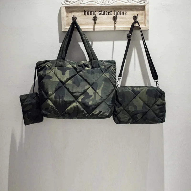 3 PCS Waterproof Women Handbag High Quality Soft Winter Female Shoulder Bag Designer Ladies Oxford Tote Purse Bolsa Feminina