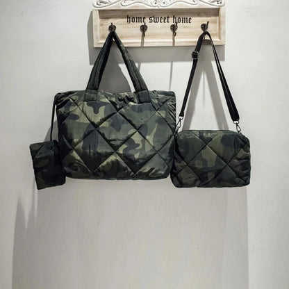 3 PCS Waterproof Women Handbag High Quality Soft Winter Female Shoulder Bag Designer Ladies Oxford Tote Purse Bolsa Feminina