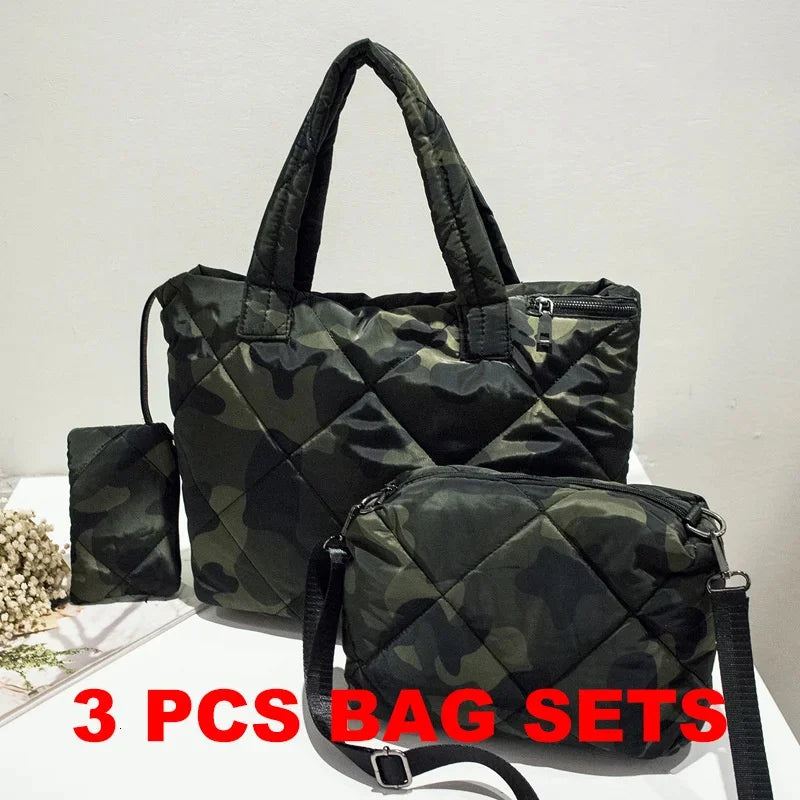 3 PCS Waterproof Women Handbag High Quality Soft Winter Female Shoulder Bag Designer Ladies Oxford Tote Purse Bolsa Feminina