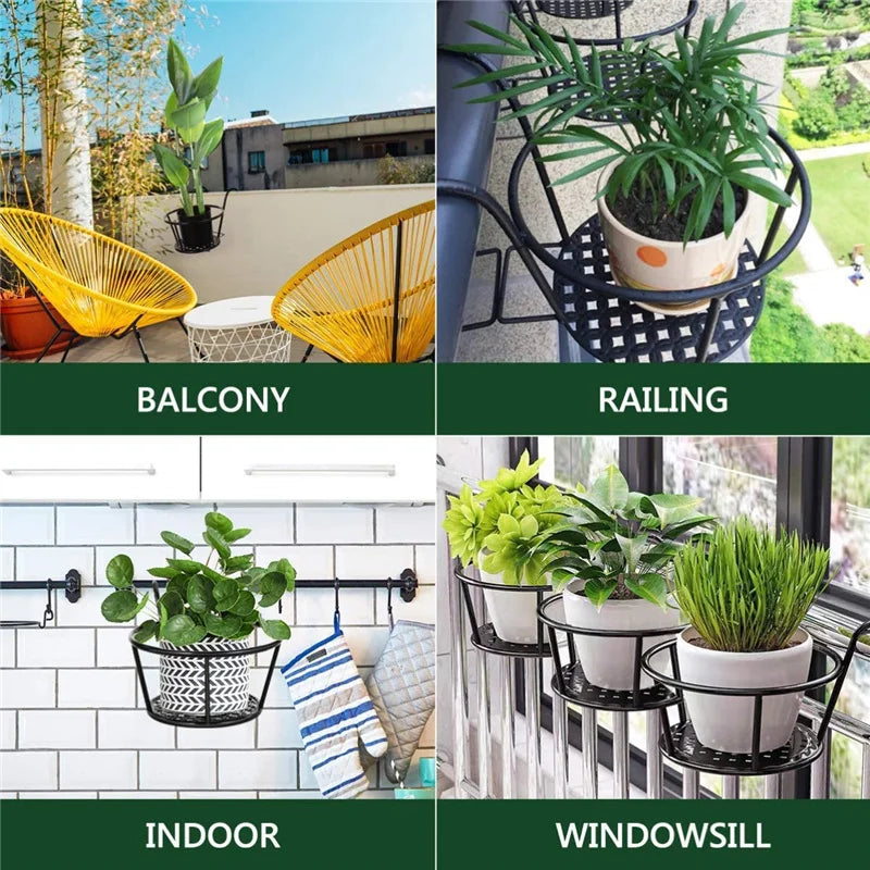 3 Pack Iron Art Hanging Baskets Flower Pot Holder Hanger Great for Patio Balcony Porch or Fence Planters Assemble Drop Shipping