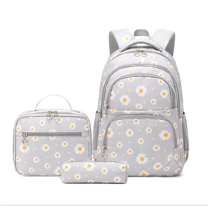 3 Pcs Set Children's Backpacks Cute Student School Bag for Girls Waterproof School bags With Lunch bag Pencil Case