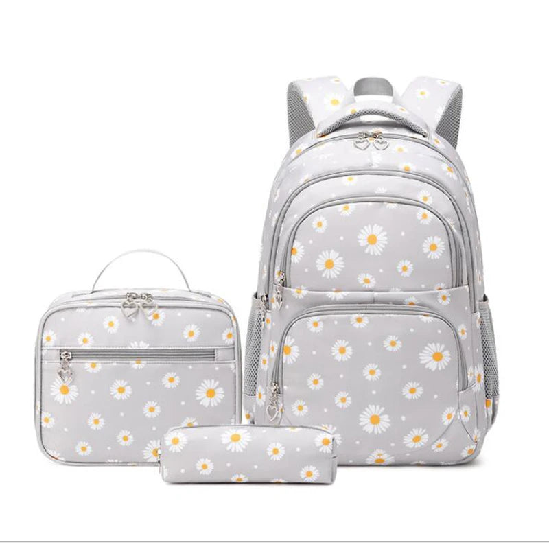 3 Pcs Set Children's Backpacks Cute Student School Bag for Girls Waterproof School bags With Lunch bag Pencil Case