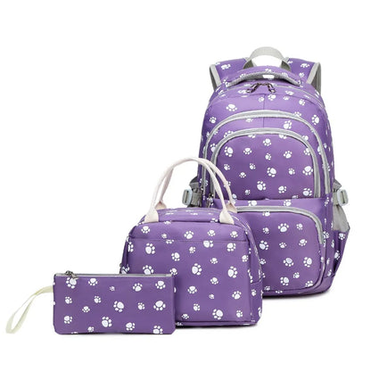 3 Pcs Set Children's Backpacks Cute Student School Bag for Girls Waterproof School bags With Lunch bag Pencil Case