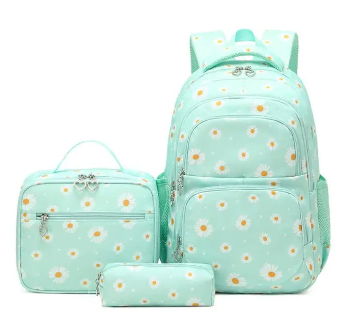 3 Pcs Set Children's Backpacks Cute Student School Bag for Girls Waterproof School bags With Lunch bag Pencil Case