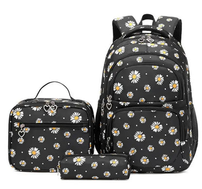 3 Pcs Set Children's Backpacks Cute Student School Bag for Girls Waterproof School bags With Lunch bag Pencil Case