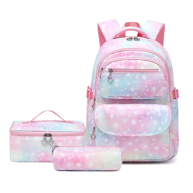 3 Pcs/Set School Bags for Child School Backpacks For Teenager Girls Pink Students Backpack Lunch box With pencil Case