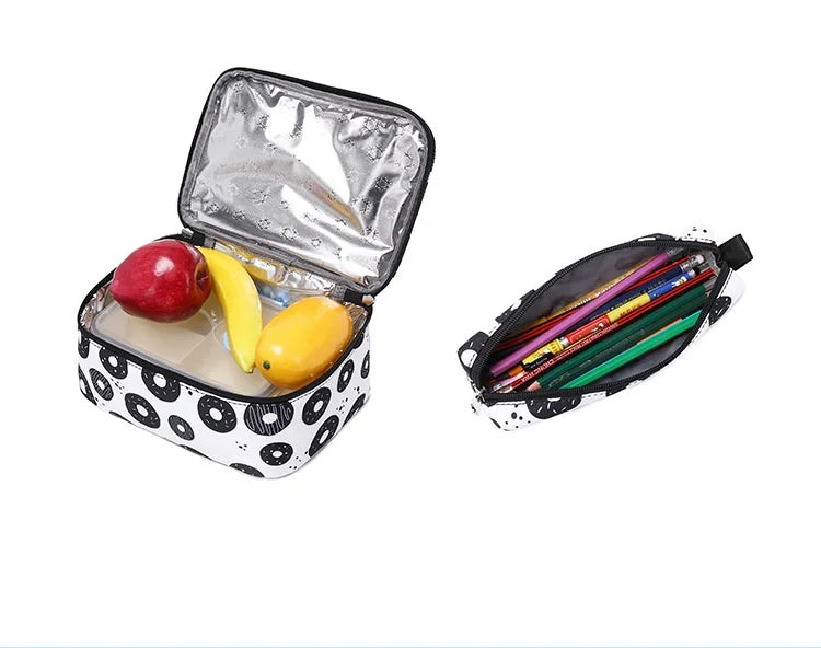 3 Pcs/Set School Bags for Teenage Girls Waterproof School Backpack Students Kids Schoolbag Child With Pencil Case Lunch box