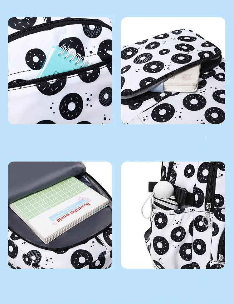 3 Pcs/Set School Bags for Teenage Girls Waterproof School Backpack Students Kids Schoolbag Child With Pencil Case Lunch box