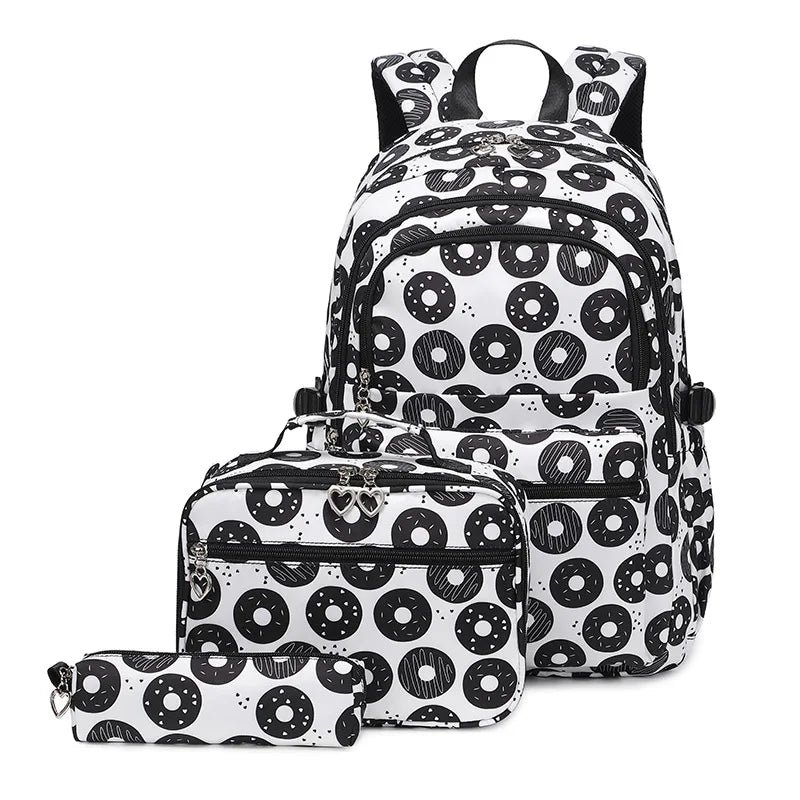 3 Pcs/Set School Bags for Teenage Girls Waterproof School Backpack Students Kids Schoolbag Child With Pencil Case Lunch box