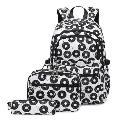 3 Pcs/Set School Bags for Teenage Girls Waterproof School Backpack Students Kids Schoolbag Child With Pencil Case Lunch box